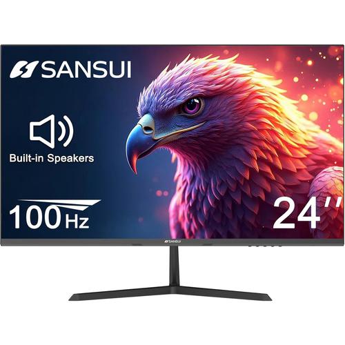 SANSUI 24" FHD Monitor, IPS Display, Built-In Speakers, 100Hz Monitor