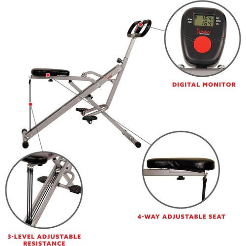 Sunny Health & Fitness Row-N-Ride Squat Assist Trainer, Glutes & Full Body Cardio