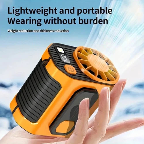 5000mAh Portable Waist Clip Fan with Built-in Flashlight, Rechargeable