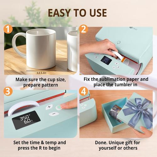 HTVRONT Auto Tumbler Heat Press Machine - Mug Heat Press Heat Up Fast & Even