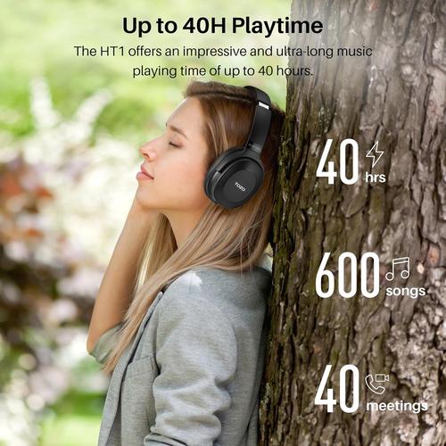 TOZO HT1 Hybrid Active Noise Cancelling Wireless Over Ear Bluetooth Headset, 40H Playtime