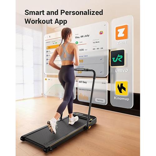 UREVO Under Desk Walking Pad, 2 in 1 Folding Treadmill w/ Remote Control - Strol 2E