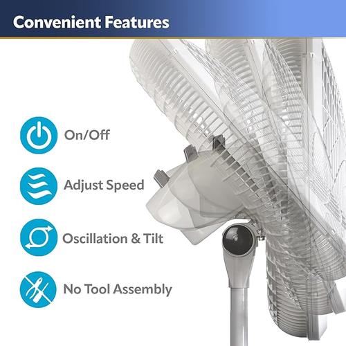 Lasko Oscillating Pedestal Fan, 3 Speed, 18"
