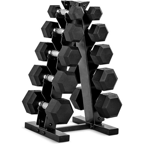 CAP Barbell 150LB Coated Hex-Dumbbell Weight Set /w Rack