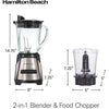 Hamilton Beach Power Elite Blender with 3-Cup Vegetable Chopper, 40oz Glass Jar