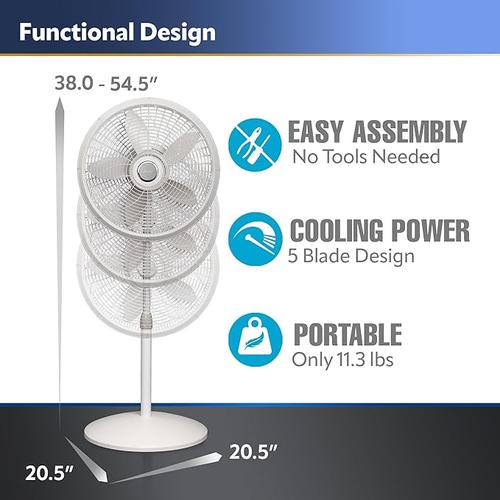 Lasko Oscillating Pedestal Fan, 3 Speed, 18"