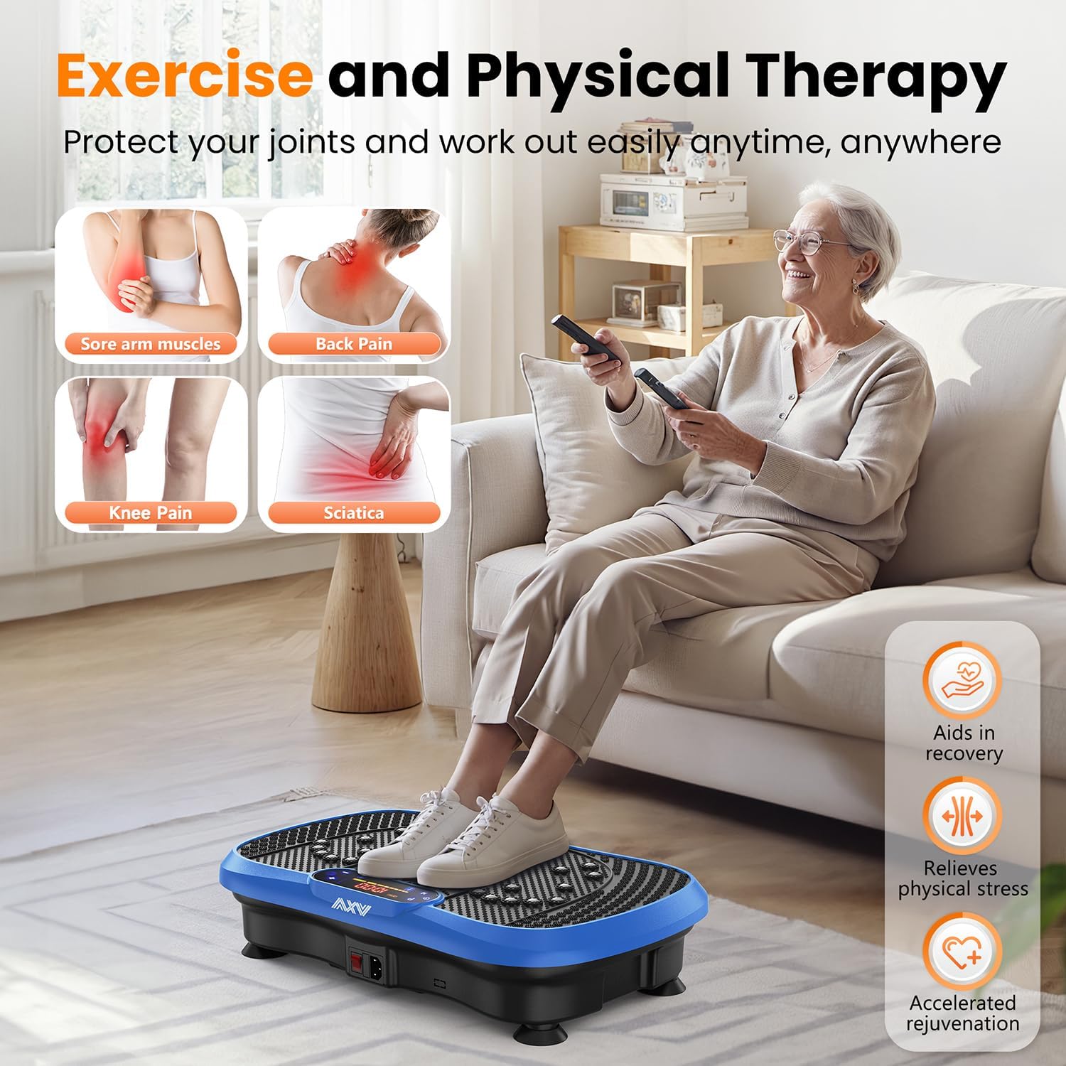 AXV Vibration Plate Fitness Platform - Lymphatic Drainage Machine for Weight Loss
