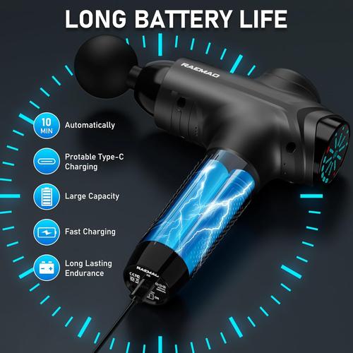 RAEMAO Massage Gun Kit w/ 10 Massage Heads