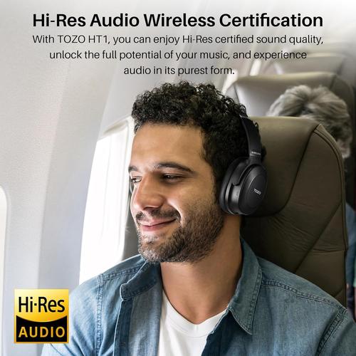 TOZO HT1 Hybrid Active Noise Cancelling Wireless Over Ear Bluetooth Headset, 40H Playtime