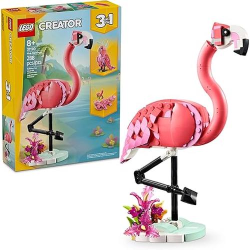 LEGO Creator 3 in 1 Wild Animals: Animal Building Toy Pink Flamingo, Cockatoo, or Axolotl