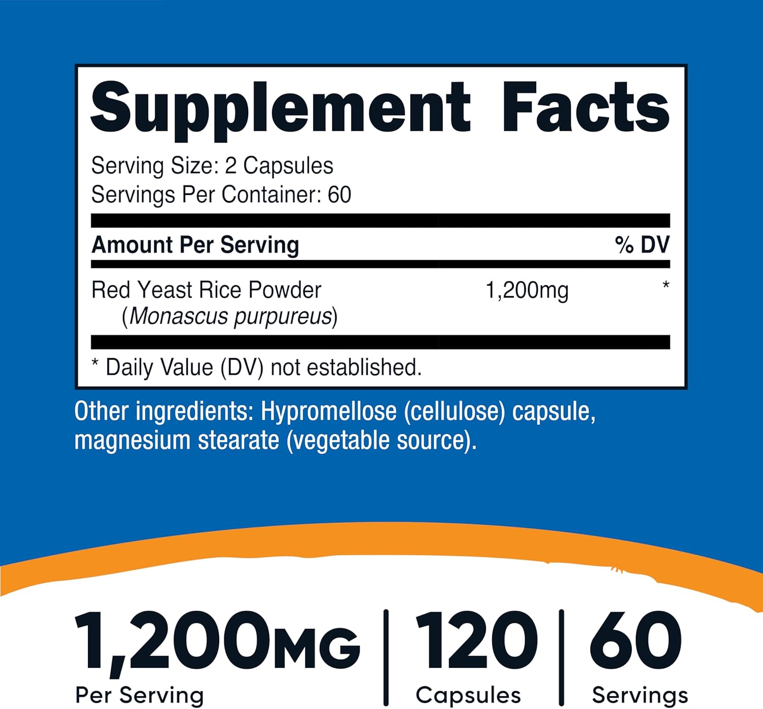 Nutricost Red Yeast Rice 1200mg, 120 Capsules - 60 Servings