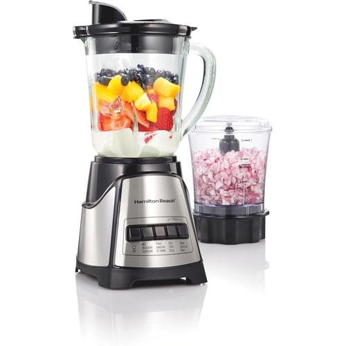 Hamilton Beach Power Elite Blender with 3-Cup Vegetable Chopper, 40oz Glass Jar
