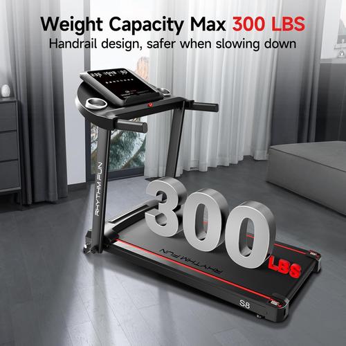 RHYTHM FUN Foldable Treadmill with 8% Incline & 8.0 MPH