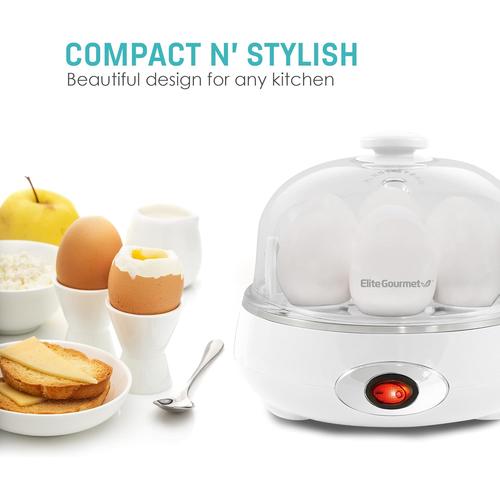 Elite Gourmet Easy Egg Cooker, 7-Egg Capacity, Soft, Medium, Hard-Boiled w/ Auto Shut-Off