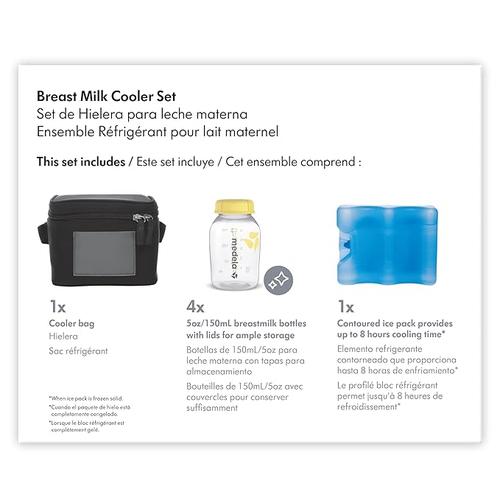 Medela Breast Milk Cooler Set w/ Contoured Ice Pack & Four 5-oz. Bottles
