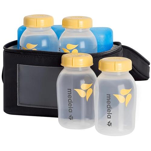 Medela Breast Milk Cooler Set w/ Contoured Ice Pack & Four 5-oz. Bottles