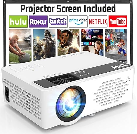 TMY Mini Projector with 80" Screen, 1080P