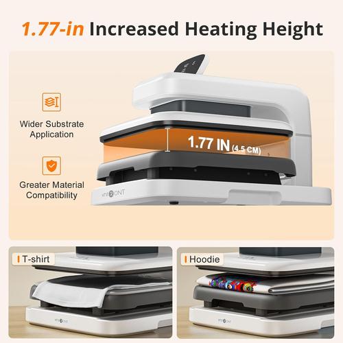 HTVRONT Auto Heat Press 2 - Adjustable Pressure & Higher Heating Height