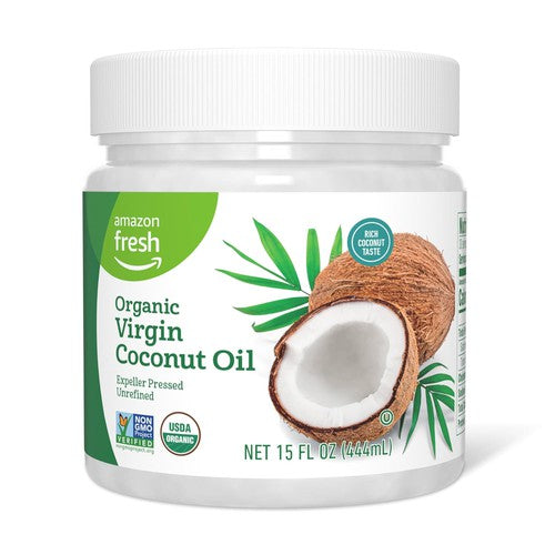 Amazon Fresh Organic Unrefined Virgin Coconut Oil, 15 Fl Oz