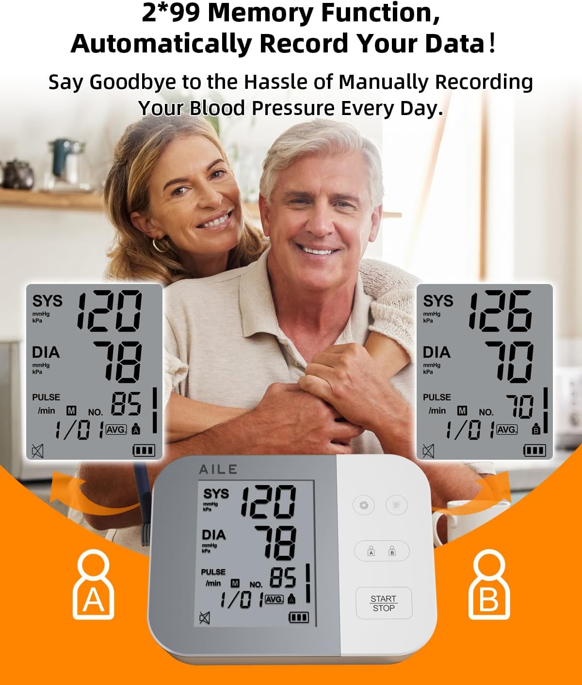 AILE Blood Pressure Machine - Blood Pressure Cuff (8.7-16.5") - Voice Broadcast