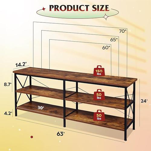 WLIVE 63" 3-Tier TV Stand up to 70" TV