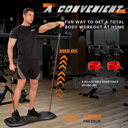 Home Gym Pack - 33 in 1 Pushup Board & Resistance Bands Set