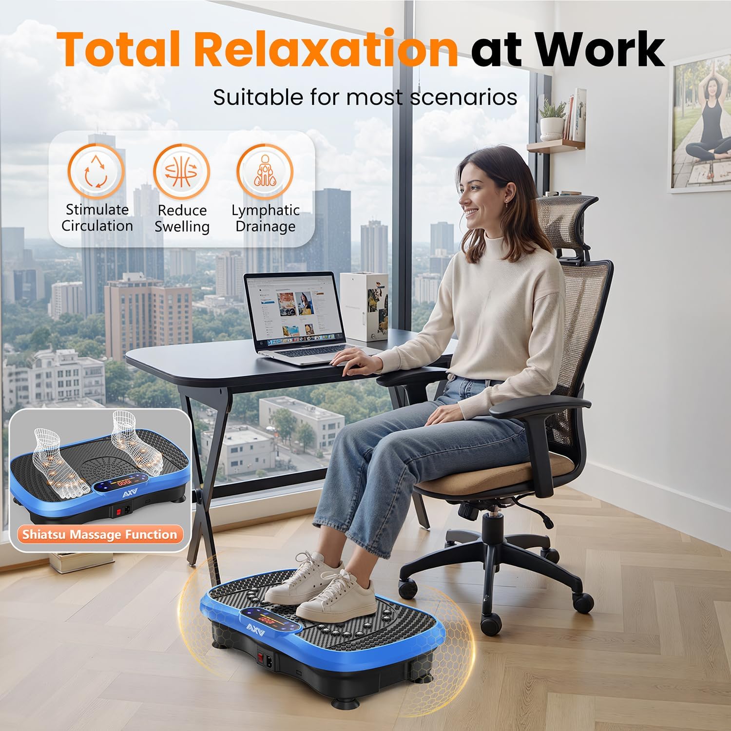 AXV Vibration Plate Fitness Platform - Lymphatic Drainage Machine for Weight Loss