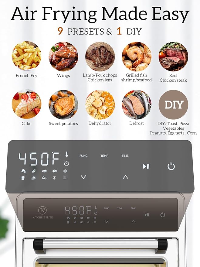 Kitchen Elite Digital Touch Air Fryer Oven, 12.6 QT