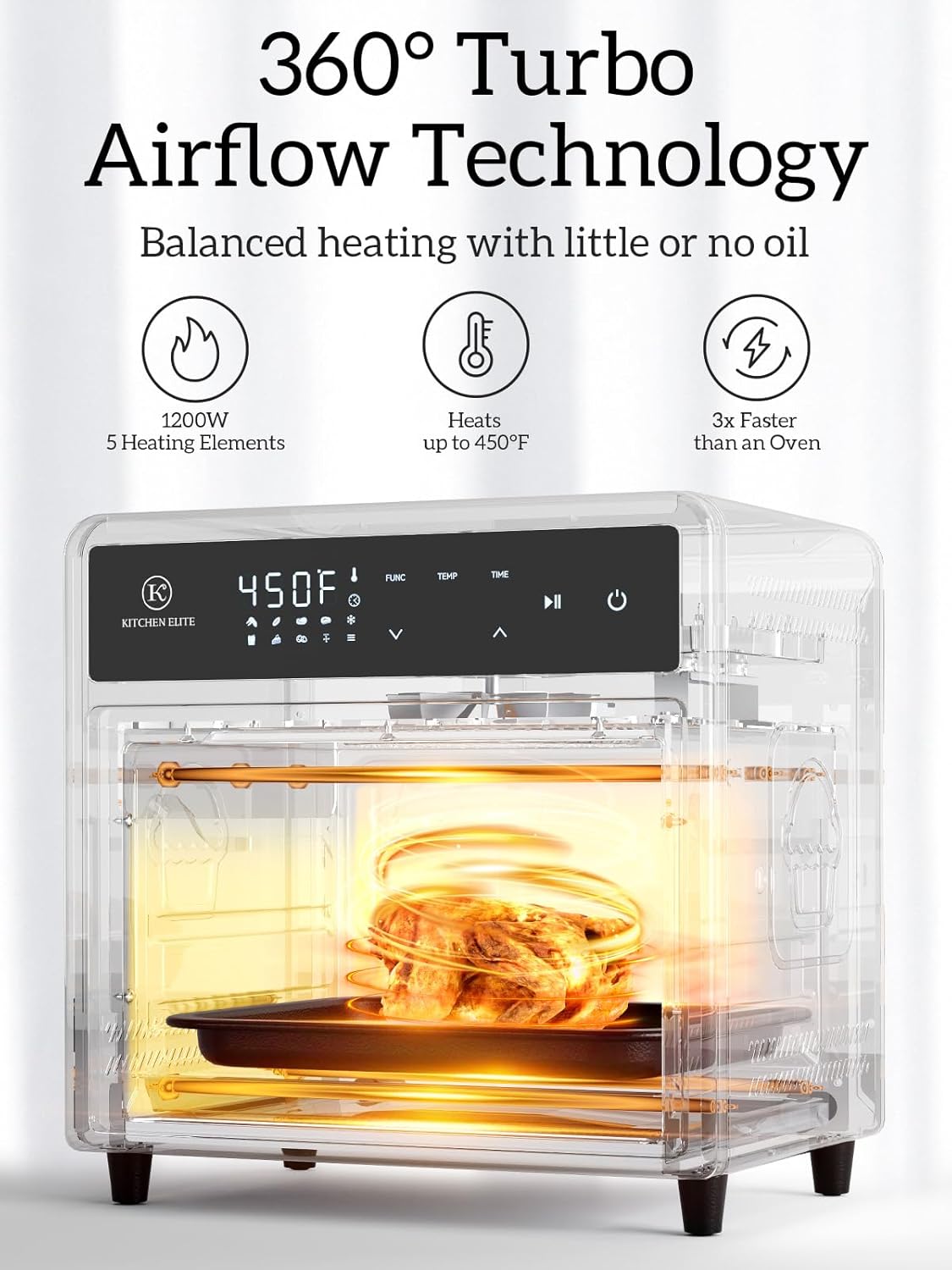 Kitchen Elite Digital Touch Air Fryer Oven, 12.6 QT