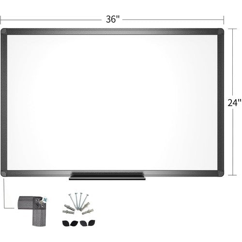 VIZ-PRO Magnetic Dry Erase White Board, 36 X 24 Inches, Black