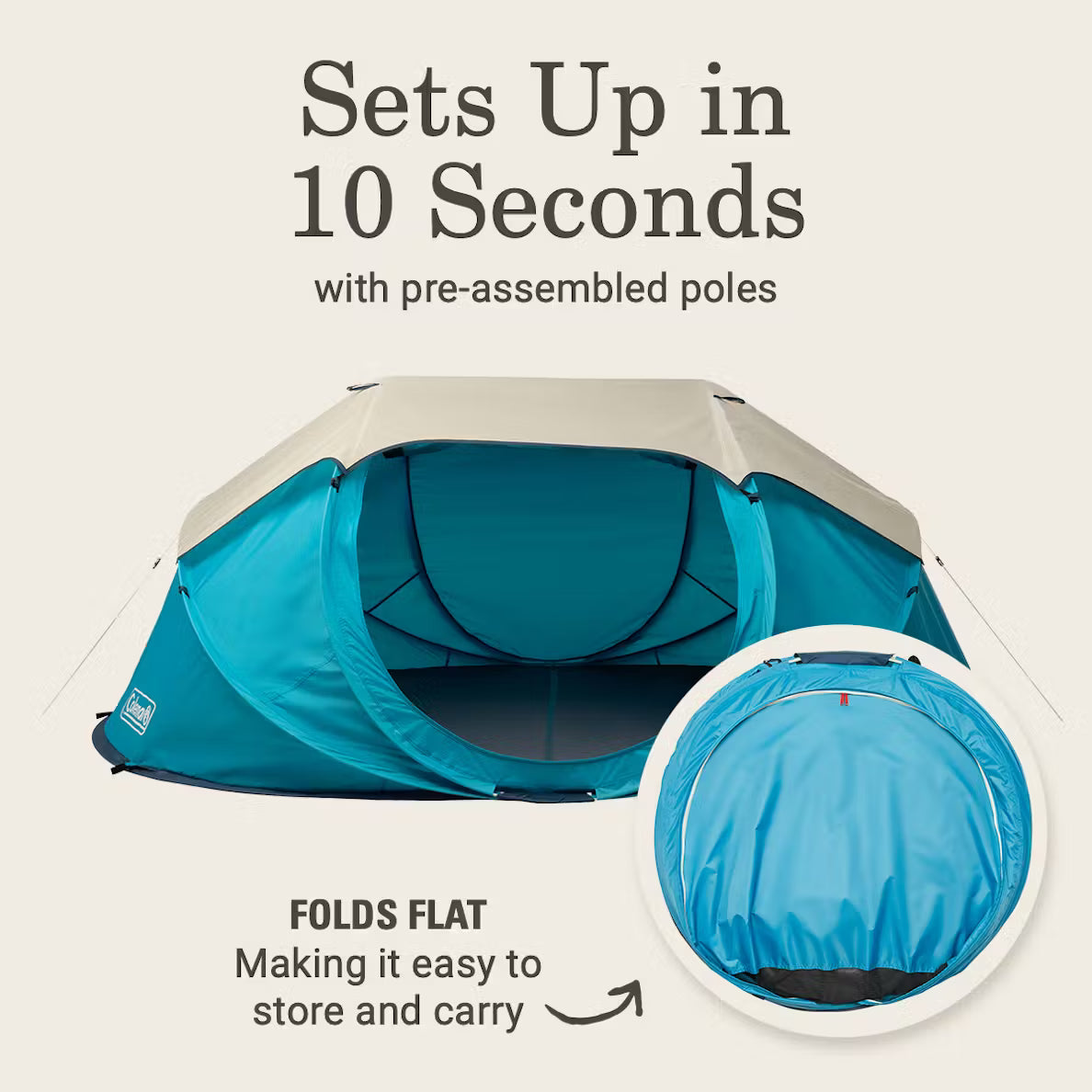 Coleman Pop-Up 4-Person Tent, Quick Set-up