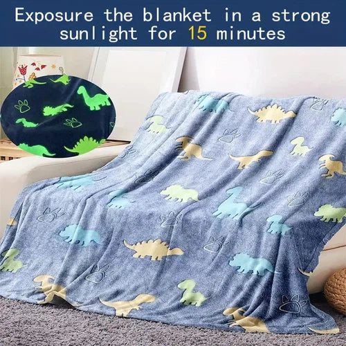 Luminous Dark Dinosaur Flannel Blanket