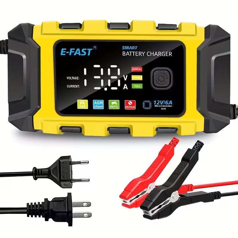 E-FAST Smart Car Battery Trickle Charger 6-Amp, 12V (NO JUMP START)