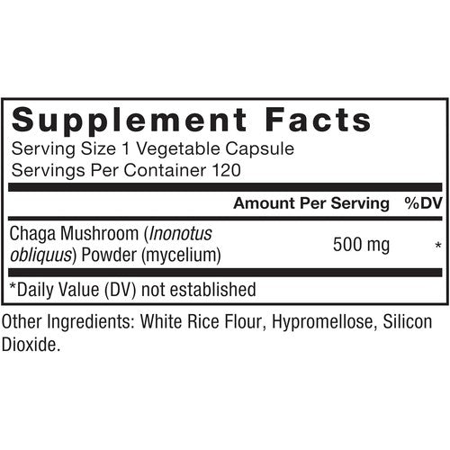 FORCE FACTOR Chaga Mushrooms Capsules, Support Gut Health, 120 Capsules