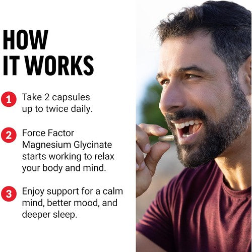 Force Factor Magnesium Glycinate, Sleep Support, Muscle Relaxation and Mood 