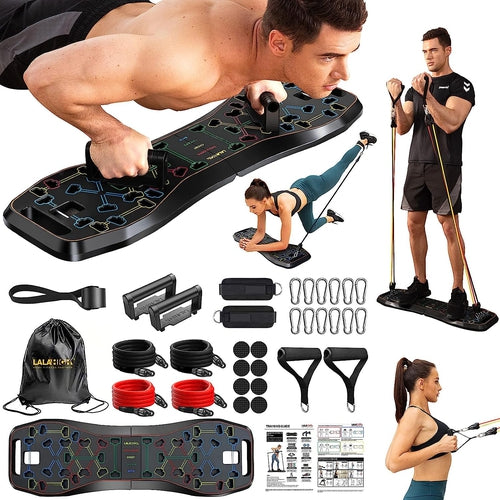 Home Gym Pack - 33 in 1 Pushup Board & Resistance Bands Set