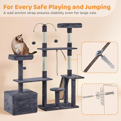 Yaheetech Cat Tree, 53.5" Pet Play House w/ Sisal Scratching Posts