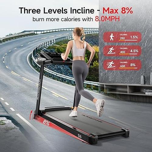 RHYTHM FUN Foldable Treadmill with 8% Incline & 8.0 MPH