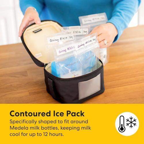 Medela Breast Milk Cooler Set w/ Contoured Ice Pack & Four 5-oz. Bottles
