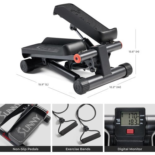 Sunny Health & Fitness SMART Mini Stepper - Digital Monitor & Smart App