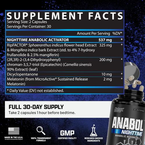 Anabol Nighttime Muscle Builder & Sleep Aid  – 60 Count