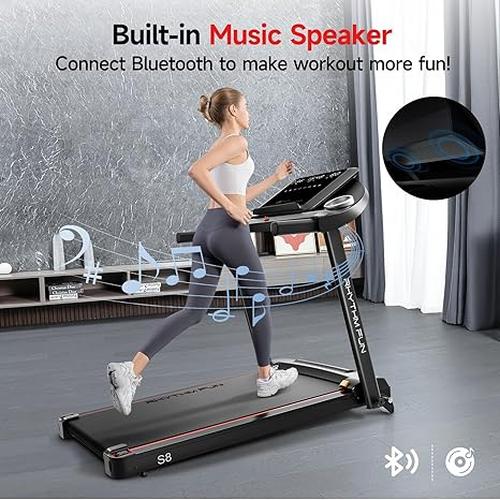 RHYTHM FUN Foldable Treadmill with 8% Incline & 8.0 MPH