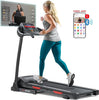 Sunny Health & Fitness Premium Folding Adjustable Incline Treadmill w/Digital Monitor, Shock Absorption