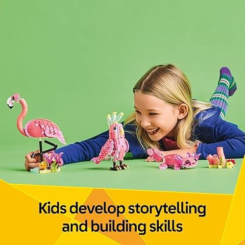 LEGO Creator 3 in 1 Wild Animals: Animal Building Toy Pink Flamingo, Cockatoo, or Axolotl