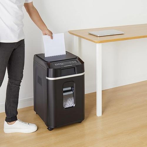 Amazon Basics 200-Sheet Auto Feed Cross Cut Paper Shredder with Pullout Basket