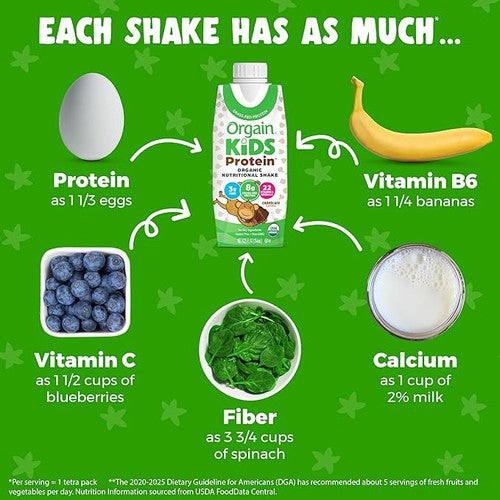 Orgain Kids 8g Protein Organic Nutritional Shake, 8.25 fl. oz