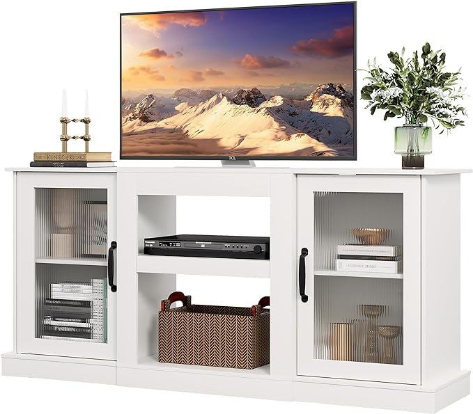 WLIVE Retro Hardwood TV Stand for 65" TV