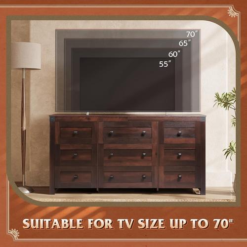 WLIVE Farmhouse 63" Wide 9 Drawer Dresser
