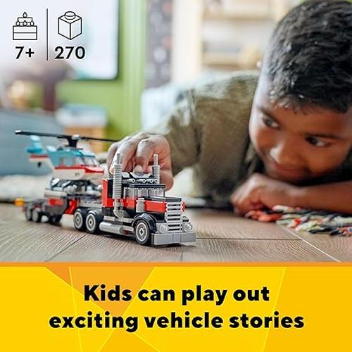 LEGO Creator 3 in 1 Flatbed Truck with Helicopter Toy