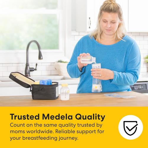 Medela Breast Milk Cooler Set w/ Contoured Ice Pack & Four 5-oz. Bottles